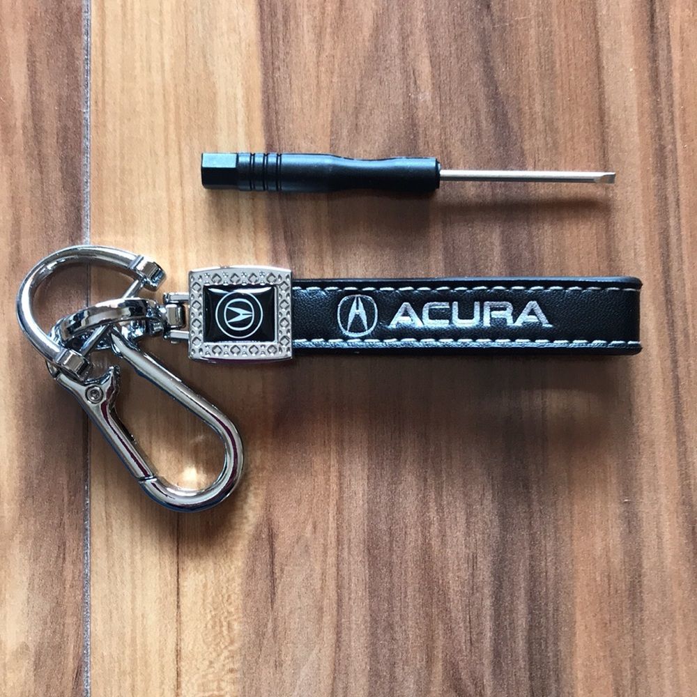 Black Leather Logo Keychain